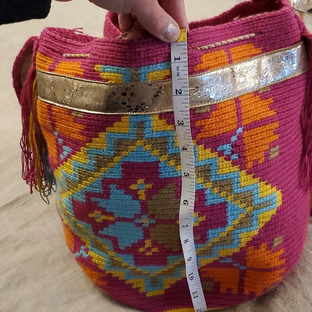 Handmade Colorful Festival Crossbody Bucket Bag – Boho Chic Travel Purse